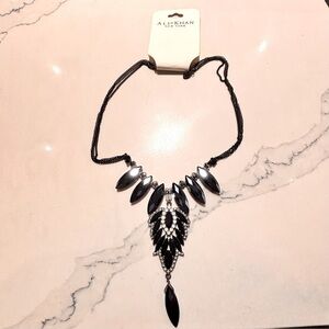 ALI KHAN Necklace Black and Silver Rhinestone Statement Necklace NEW WITH TAG